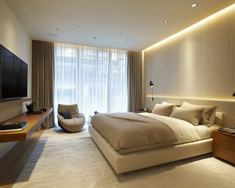 白色墙壁灰色窗帘