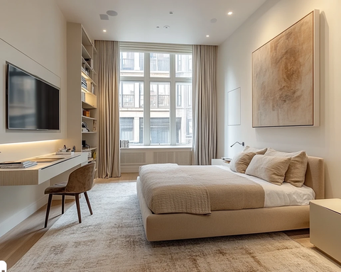 白色墙壁灰色窗帘