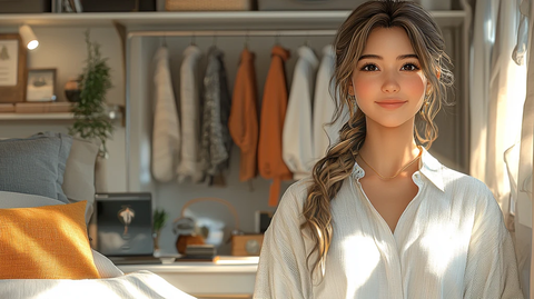 灰色床品白色衣柜