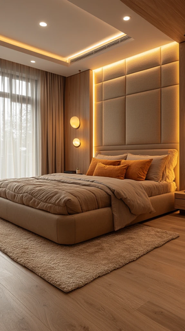 条纹床头板双床卧室