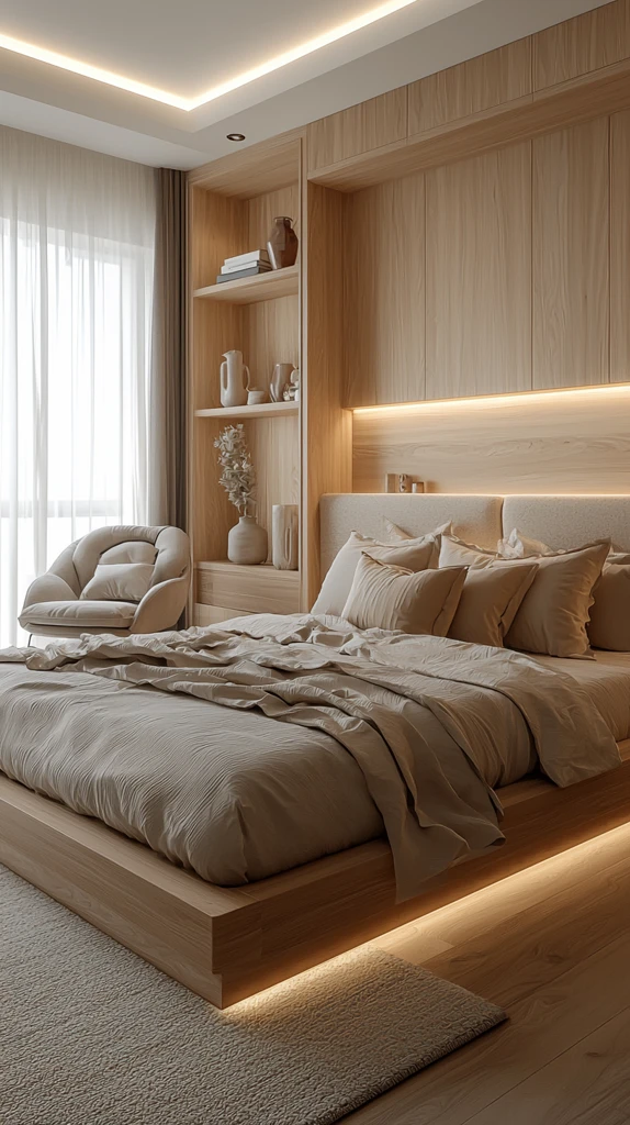 木质平台床卧室设计