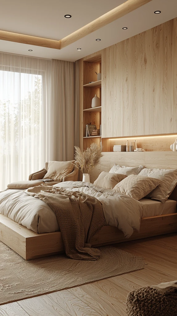 木质平台床卧室设计