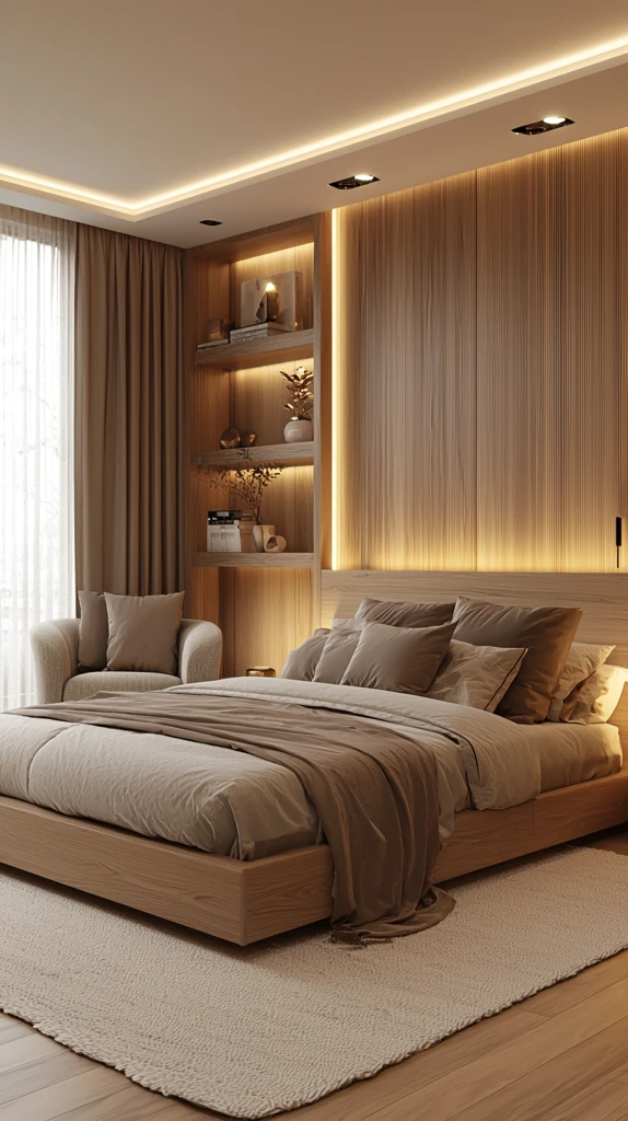 木质平台床卧室设计