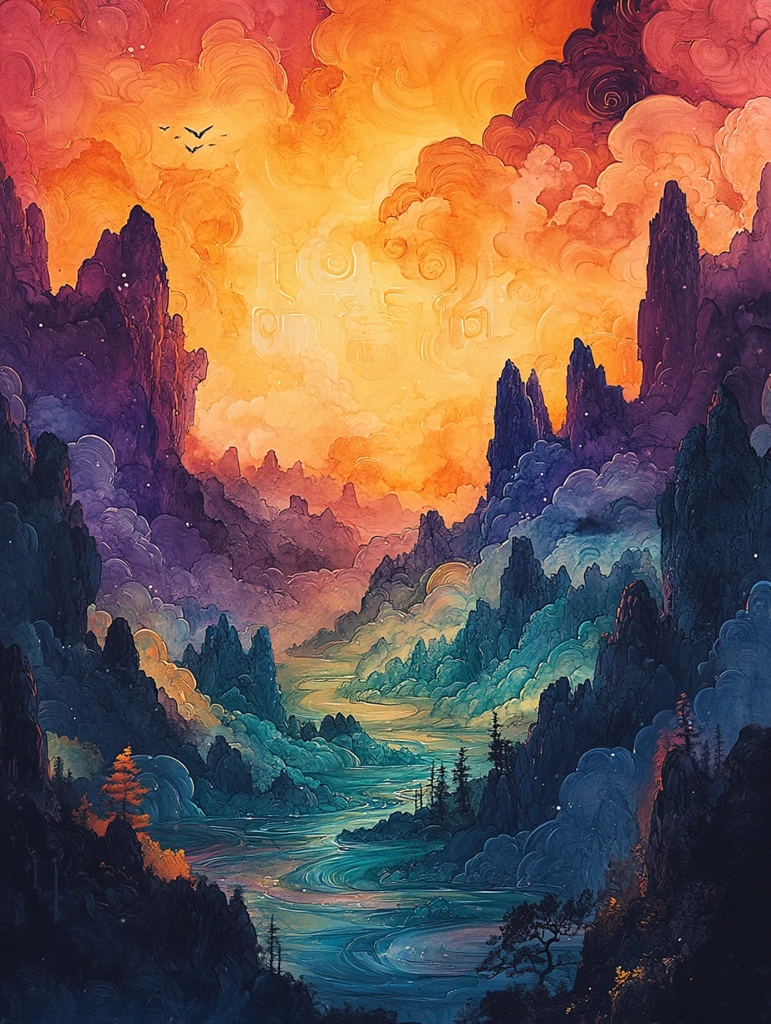 云间龙纹飞翔图