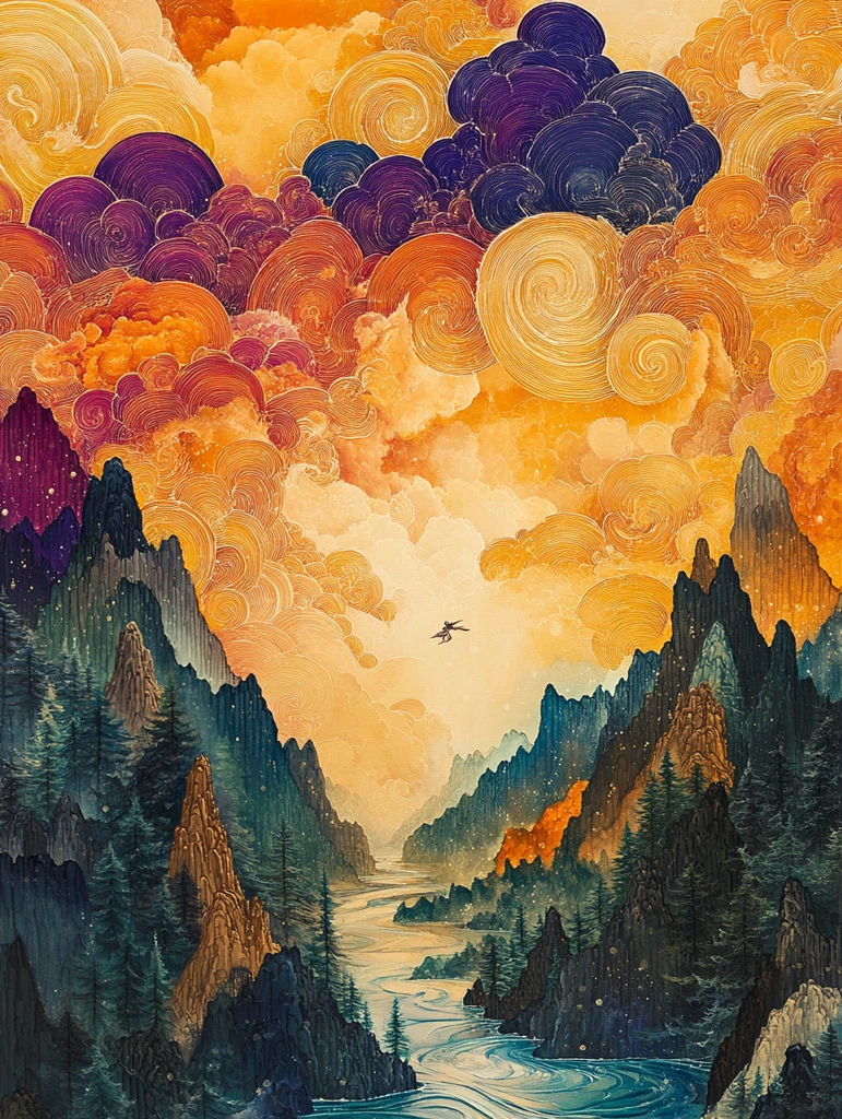 云间龙纹飞翔图