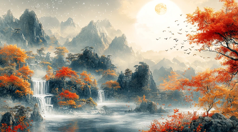 青龙月夜山水图