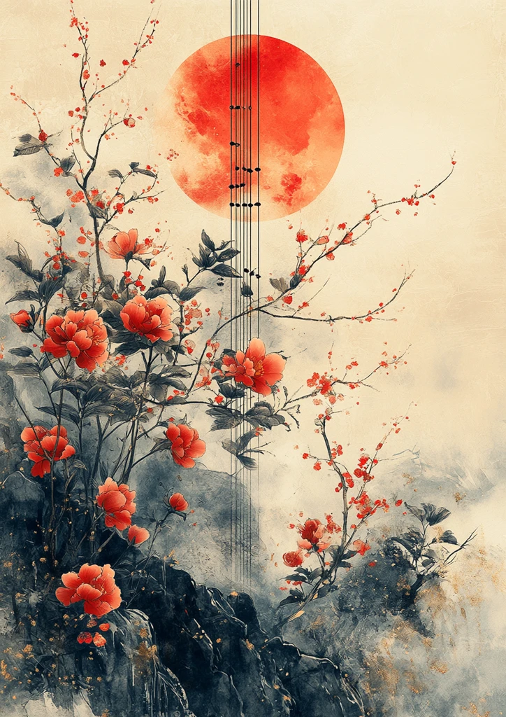 丝带音符交织图案