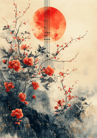 丝带音符交织图案