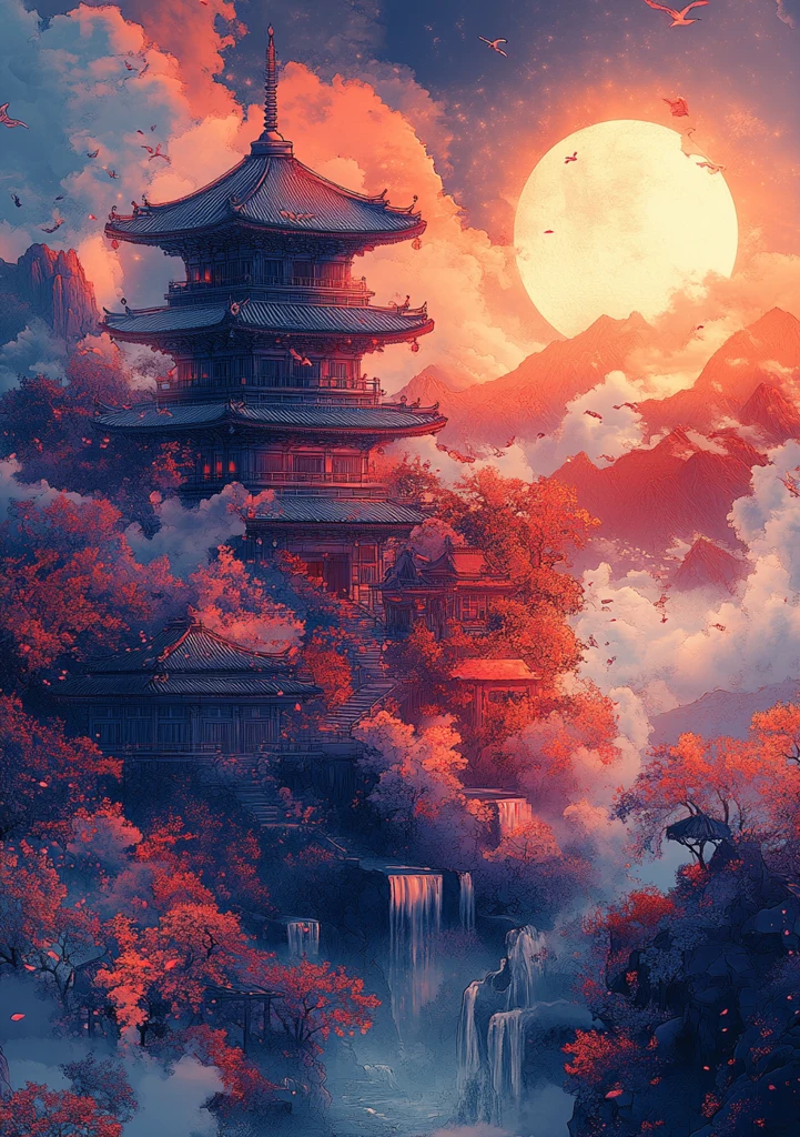 樱花鲤鱼图案曼陀罗