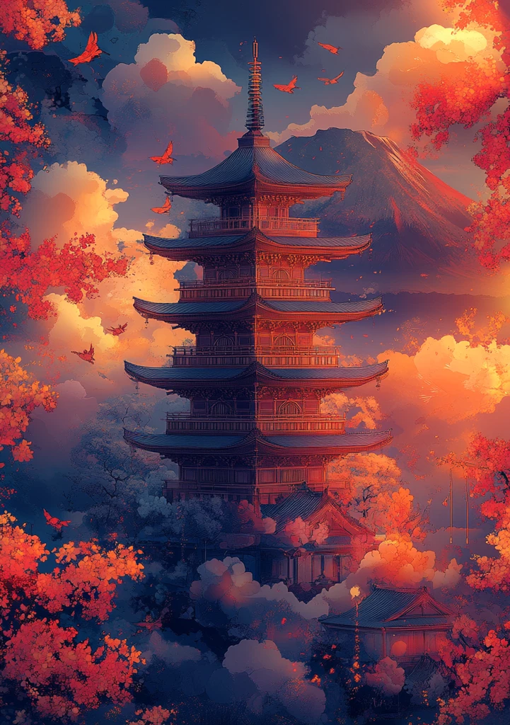 樱花鲤鱼图案曼陀罗