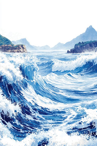 海浪与山石