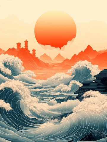 宋代山水波浪图