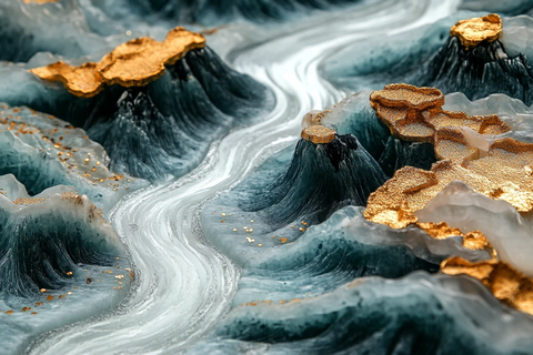 龙形山水刺绣图