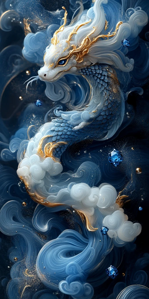 云纹蛇形宝石图