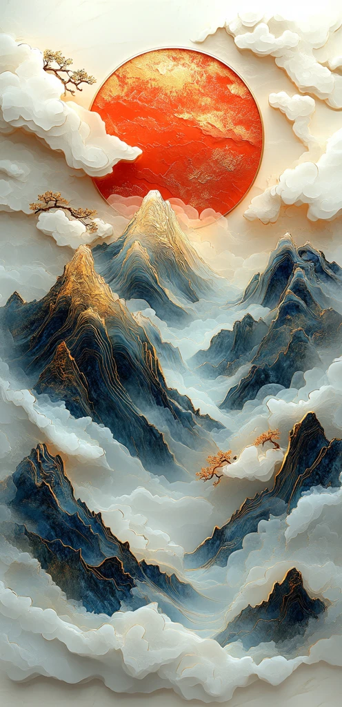 金色山峦云雾缭绕