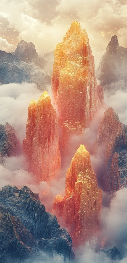 金色山峦云雾缭绕