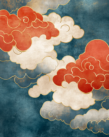 云纹图案金边红灰