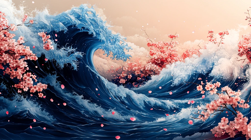 浮世绘浪花樱雨