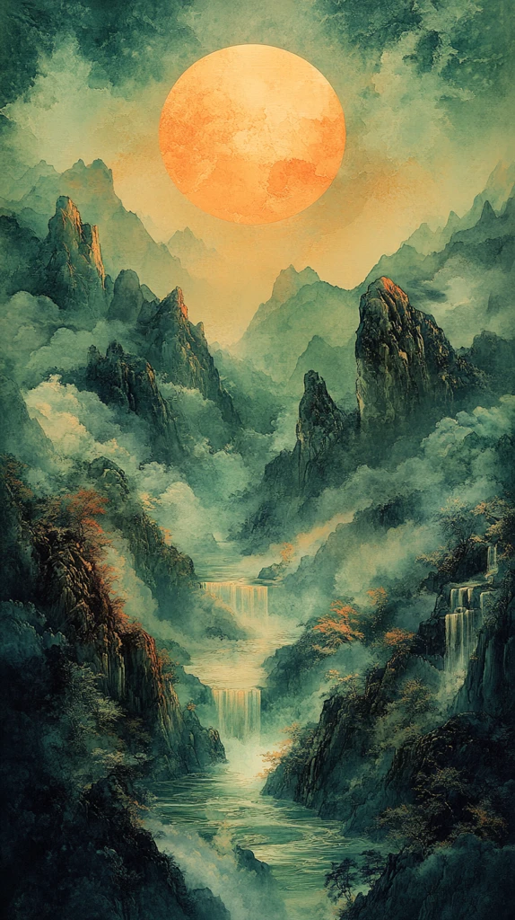 嫦娥祥云山水流