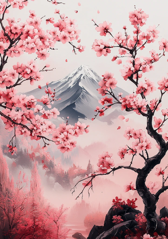 春日富士樱花图