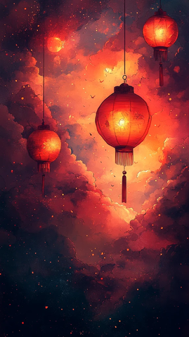 红色祥云灯笼图