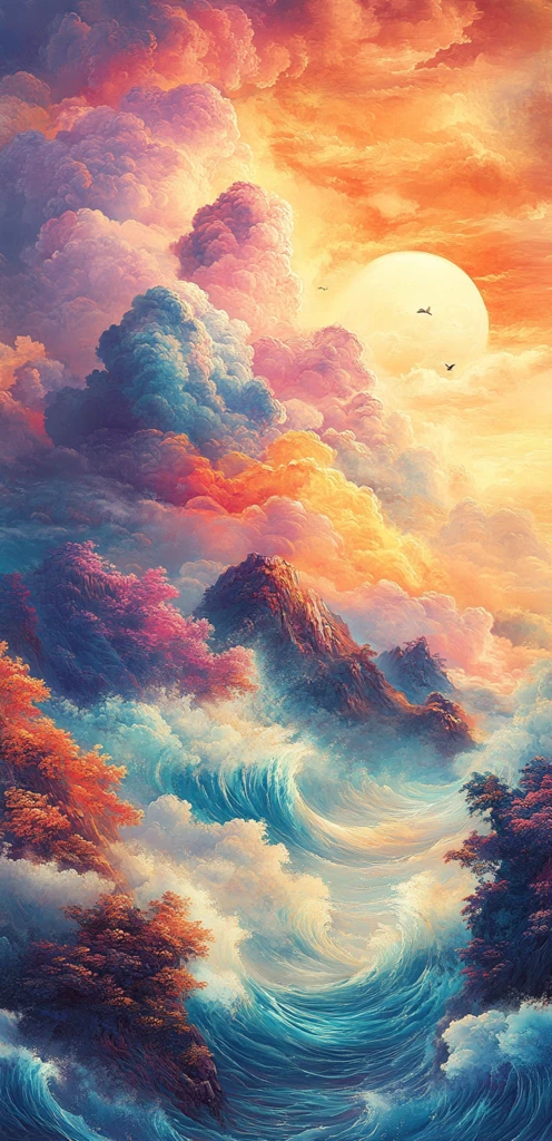 祥云海水纹样图