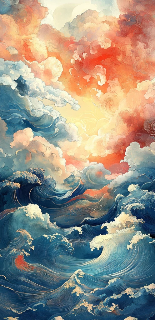 祥云海水纹样图