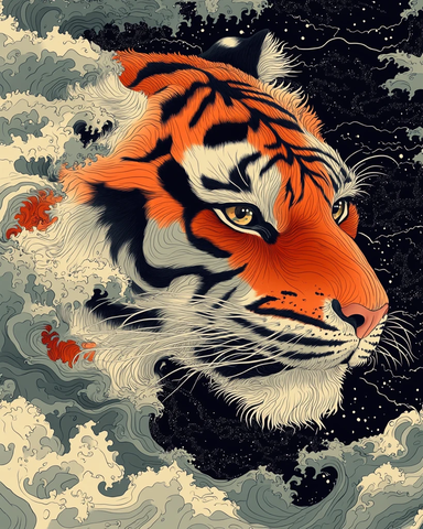 波涛虎纹配色图