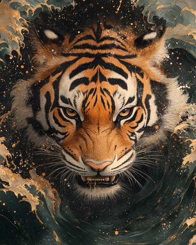 波涛虎纹配色图