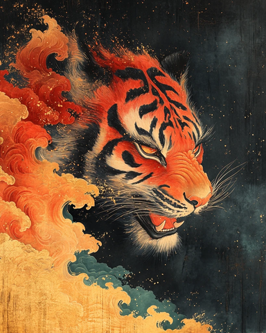 波涛虎纹配色图