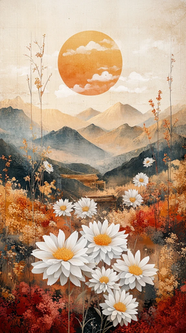 菊园金沙山水图