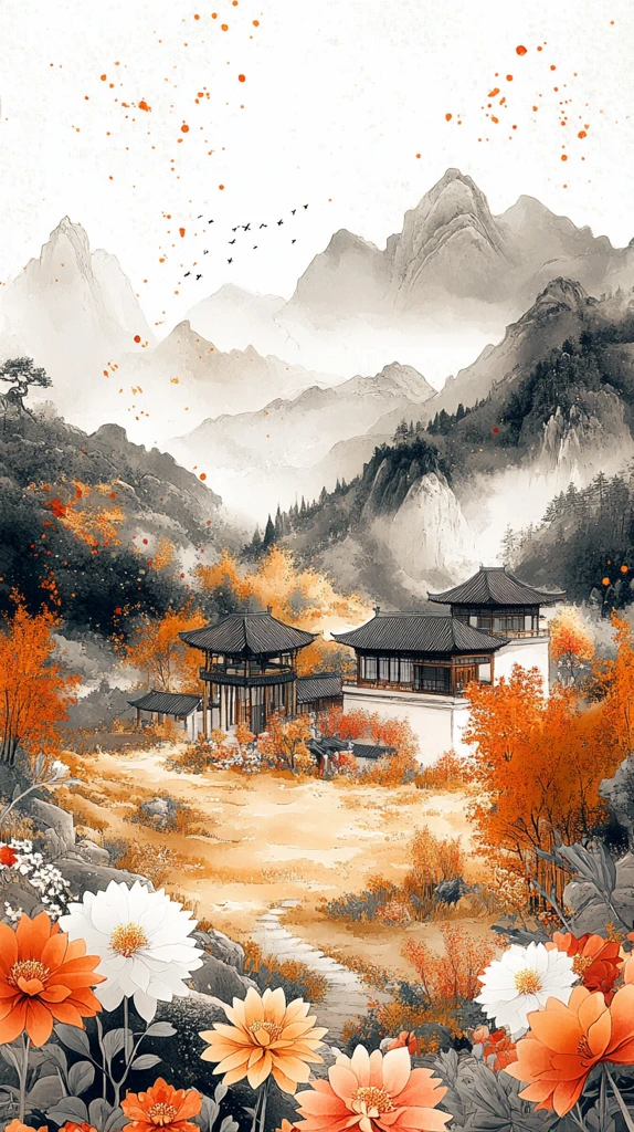 菊园金沙山水图