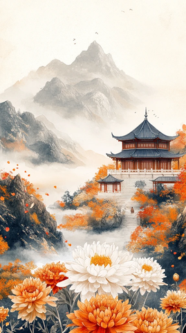 菊园金沙山水图