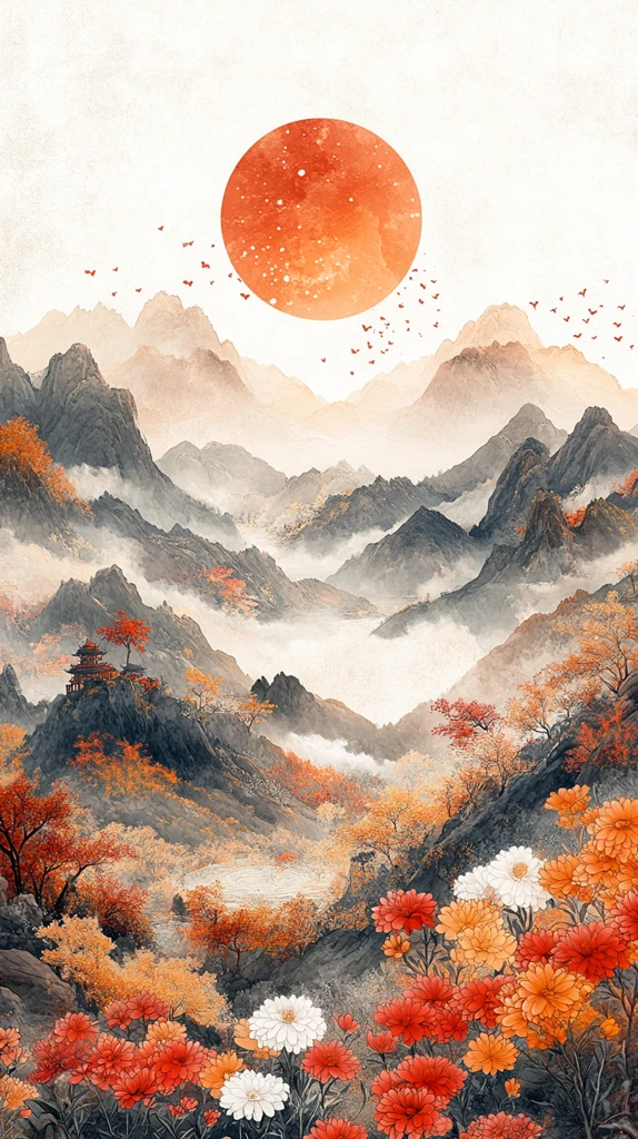 菊园金沙山水图