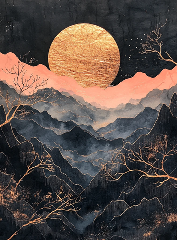 夕阳山脉金色纹理