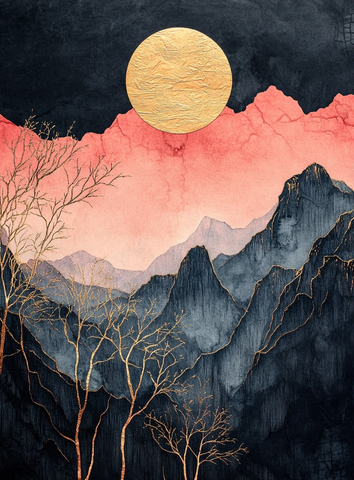 夕阳山脉金色纹理