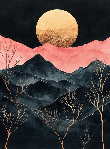 夕阳山脉金色纹理