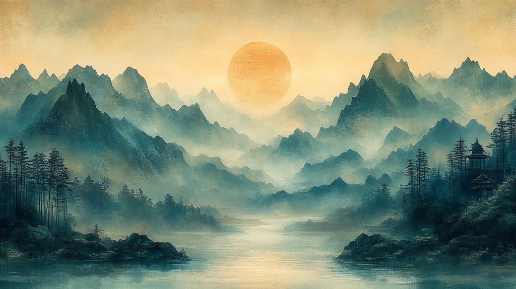 青绿山水刺绣图