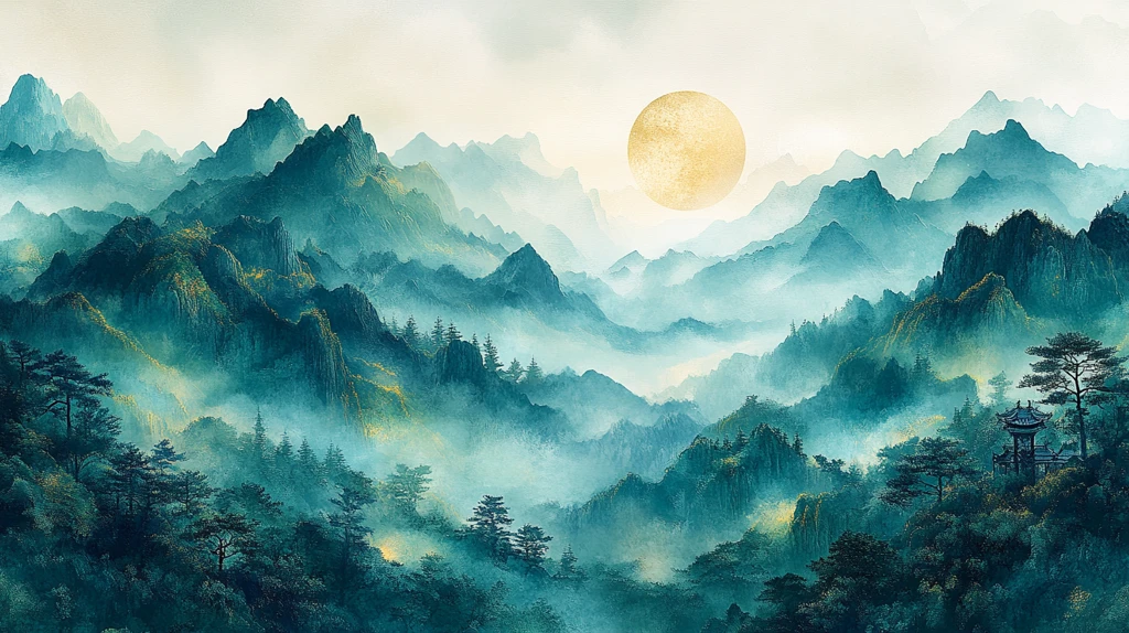 青绿山水刺绣图