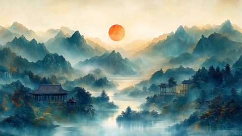 青绿山水刺绣图