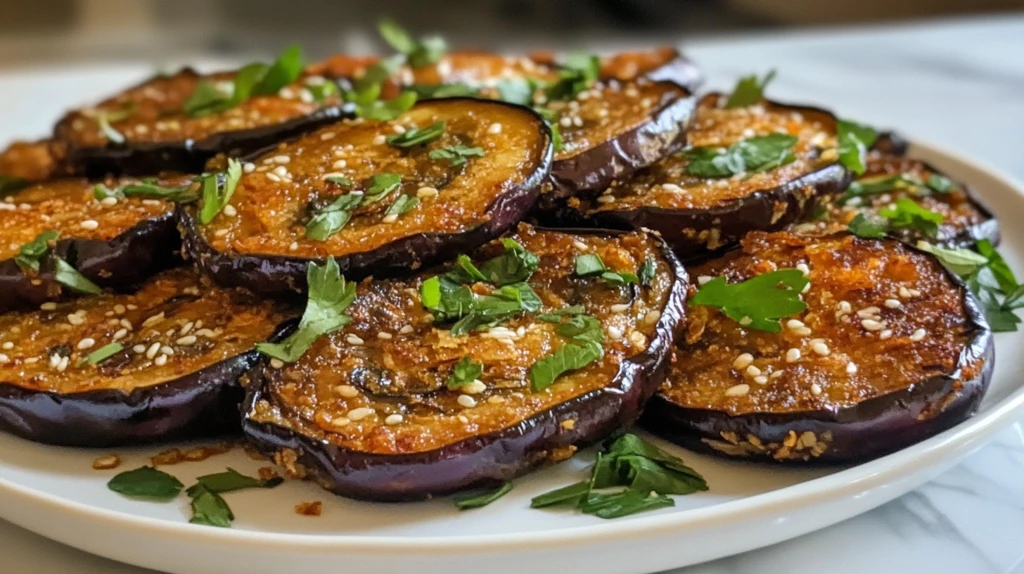 香煎茄子配葱香料