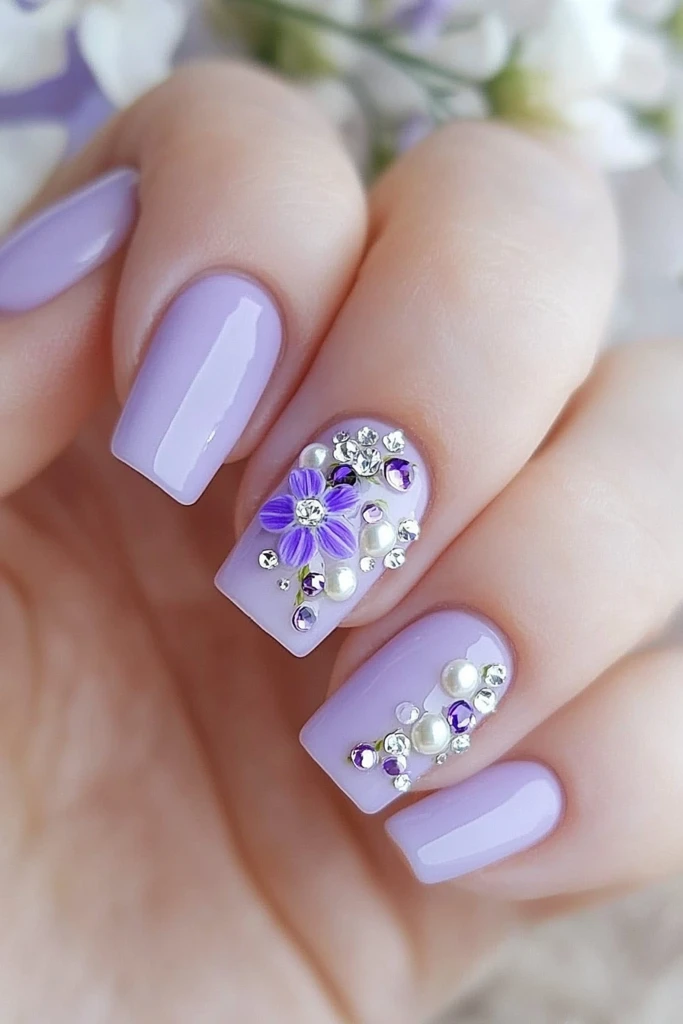 满天星珍珠钻石美甲