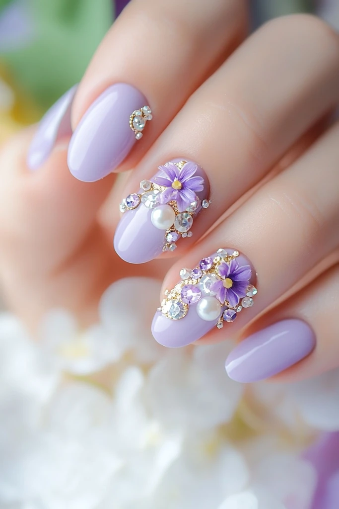 满天星珍珠钻石美甲