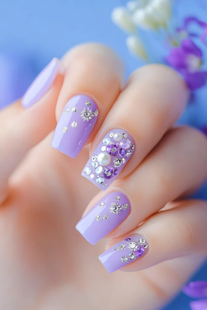 满天星珍珠钻石美甲