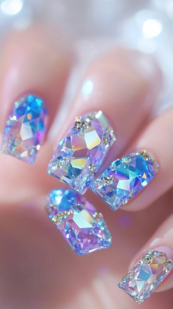 蓝宝石水晶美甲