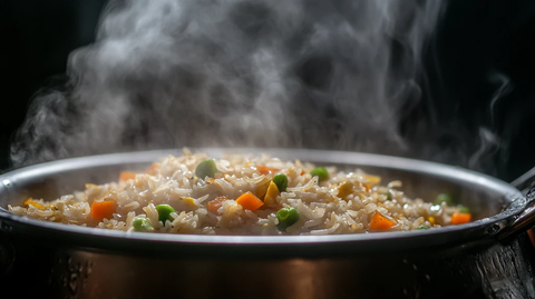 冒着热气的米饭