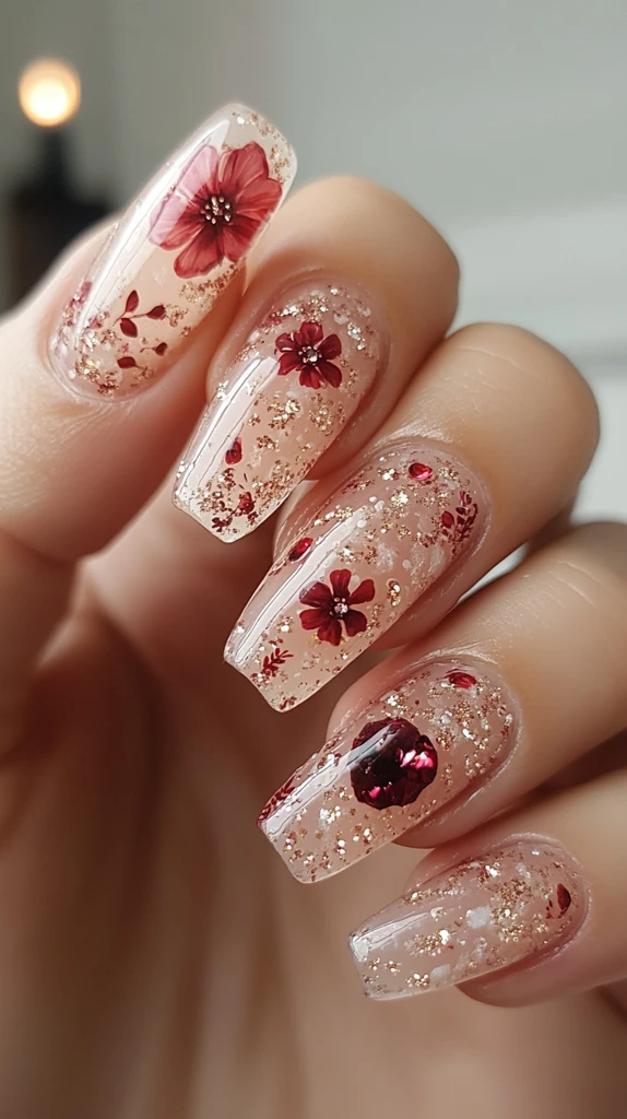 纤长指甲精致纹饰