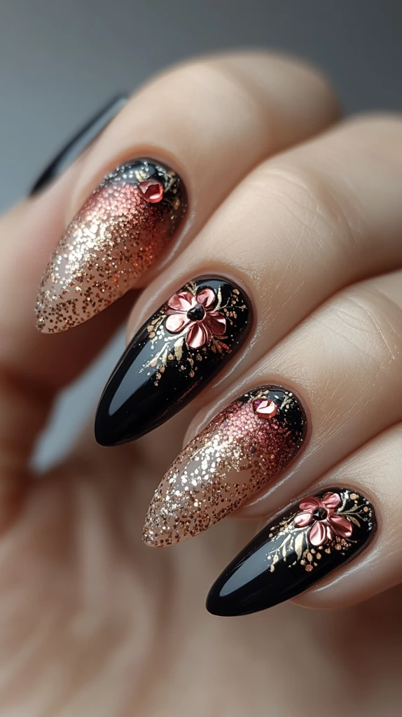 纤长指甲精致纹饰