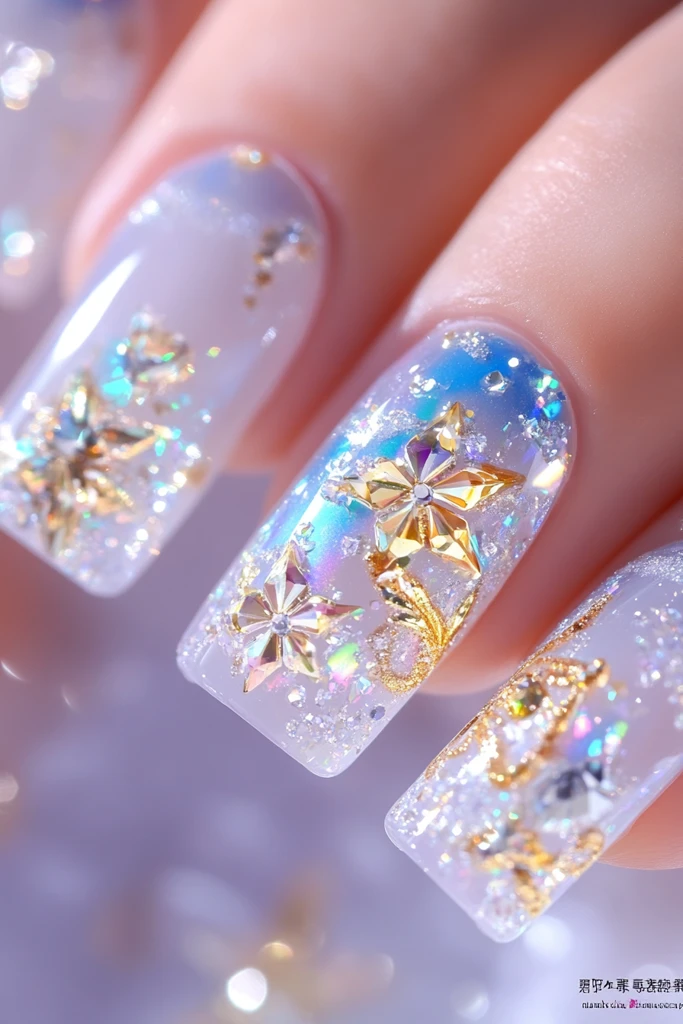 冬日钻石霜指甲