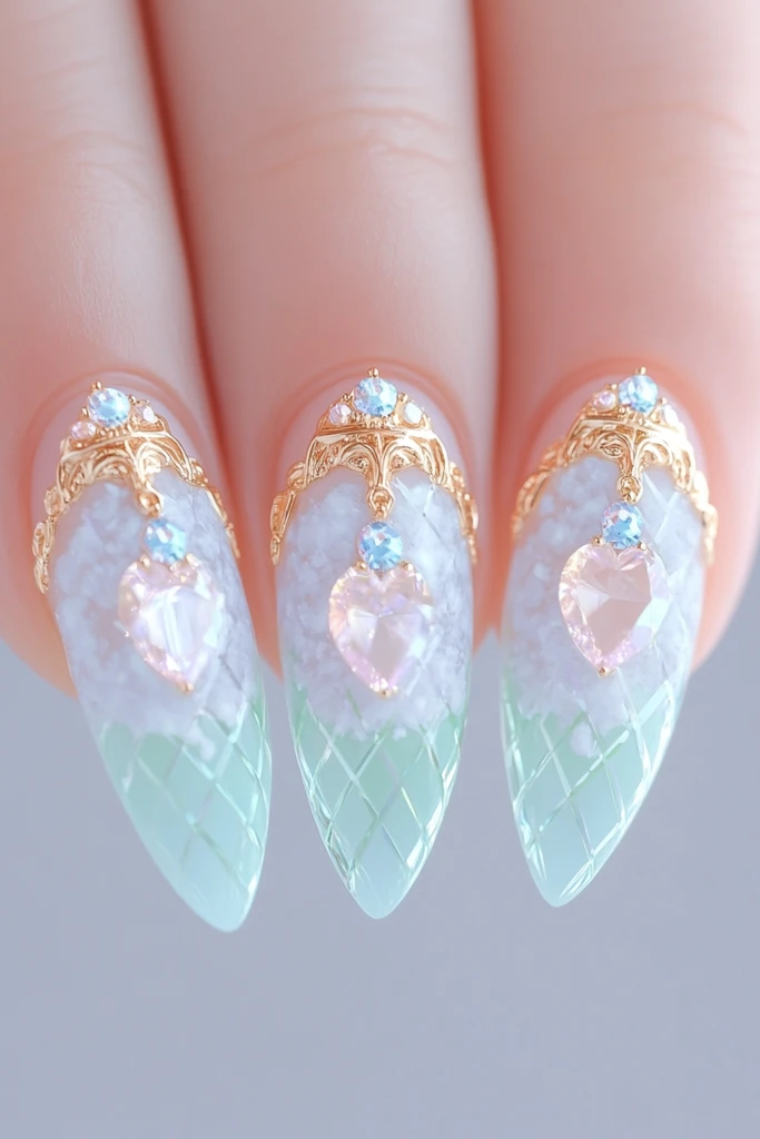 冬日钻石霜指甲